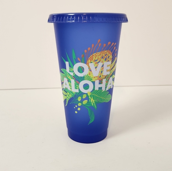 Starbucks Hawaii Collection 2020 Cold Cup Blue Love Aloha Venti Tumbler - Picture 1 of 5